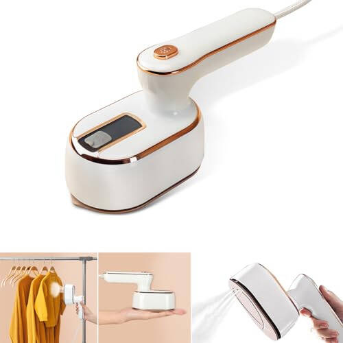 AWESQCQ Micro Steam Iron for Clothes, Portable Handheld Travel Garment Steamers with Dry & Wet Ironing, 1000W 20S Fast Heat Up Steaming, Rotating Foldable Mini Garment Steamer Machine (1PCS, White) - 1