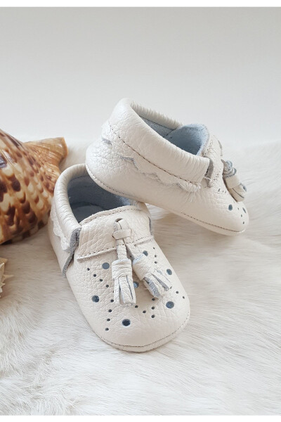 Axel Leather Baby Moccasins Cream - 2