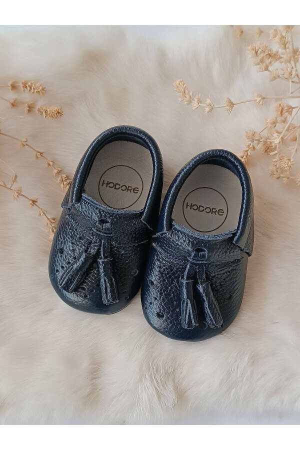 Axel Leather Baby Moccasins Navy - 1