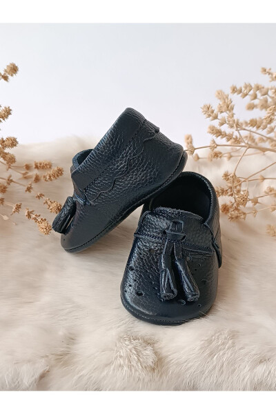 Axel Leather Baby Moccasins Navy - 2