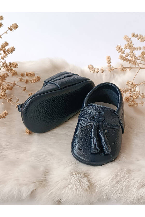 Axel Leather Baby Moccasins Navy - 3