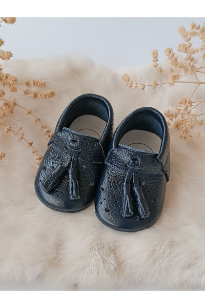 Axel Leather Baby Moccasins Navy - 4