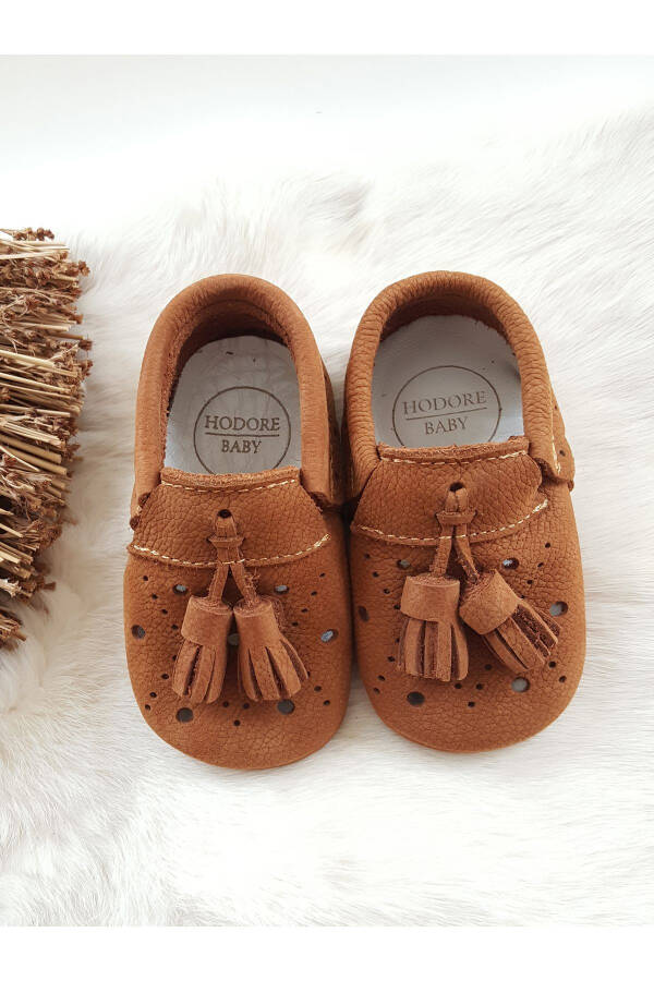 Axel Leather Baby Moccasins Taba Nubuck - 1