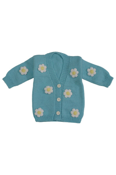 Aykır-ı Bebe Hand-Knit Daisy Embroidered Baby Cardigan - 1