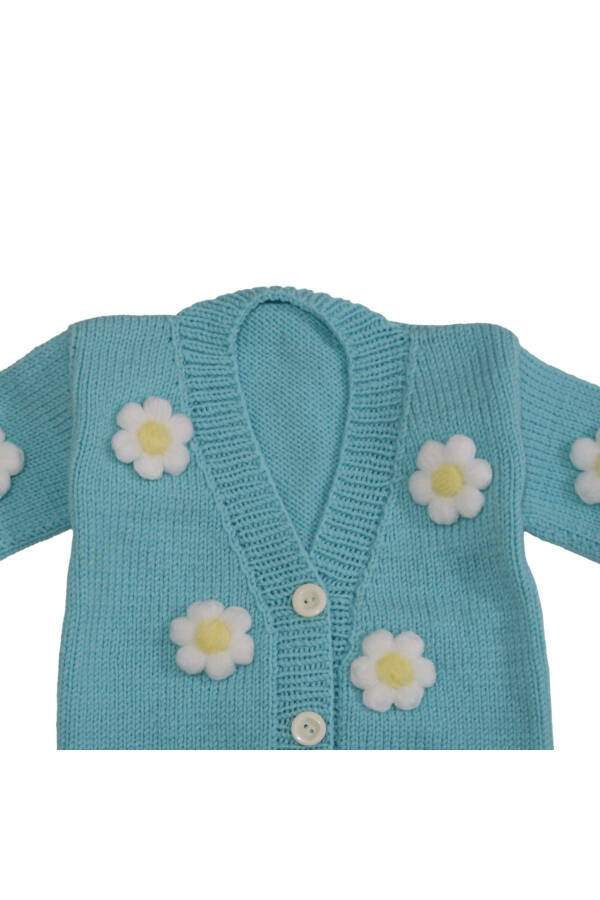 Aykır-ı Bebe Hand-Knit Daisy Embroidered Baby Cardigan - 3