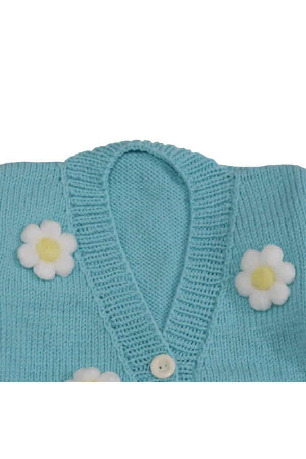 Aykır-ı Bebe Hand-Knit Daisy Embroidered Baby Cardigan - 4