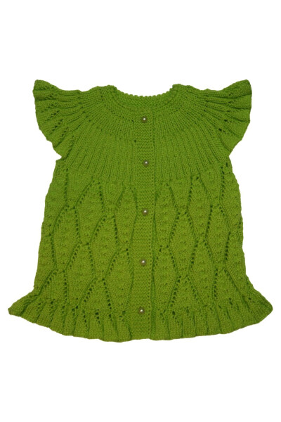 Aykırı Bebe Hand-Knitted Quince Leaf Patterned Baby Vest - 2