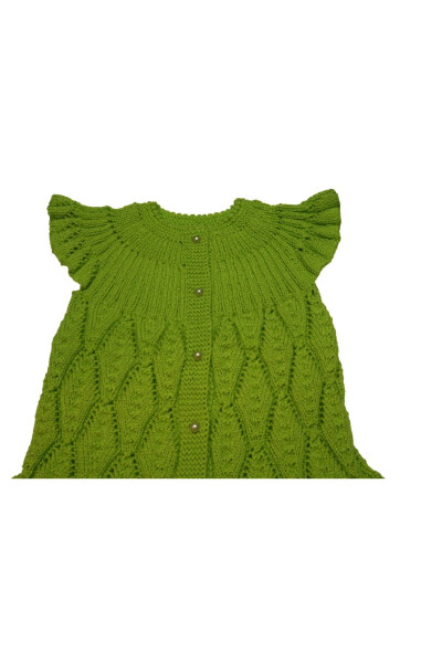 Aykırı Bebe Hand-Knitted Quince Leaf Patterned Baby Vest - 3