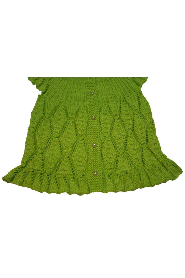 Aykırı Bebe Hand-Knitted Quince Leaf Patterned Baby Vest - 5