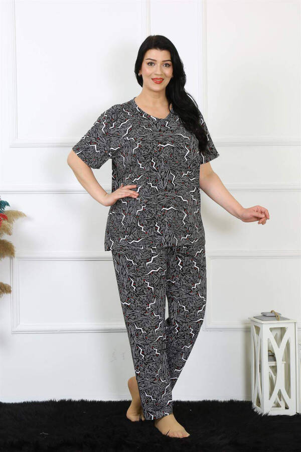 Ayollar uchun 5XL-6XL-7XL-8XL katta hajmdagi qisqa yengli pijama to'plami 75011 - 2