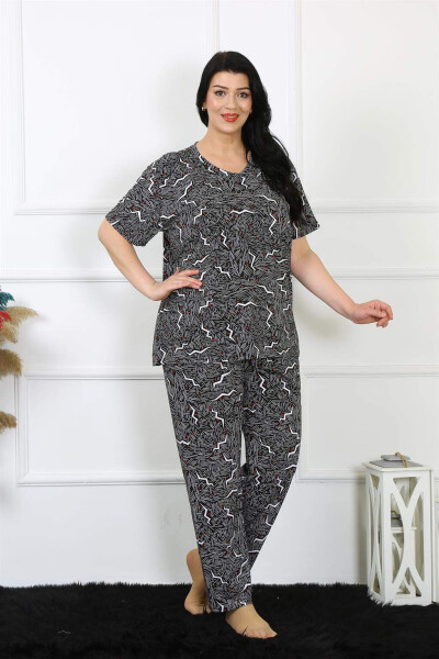 Ayollar uchun 5XL-6XL-7XL-8XL katta hajmdagi qisqa yengli pijama to'plami 75011 - 7