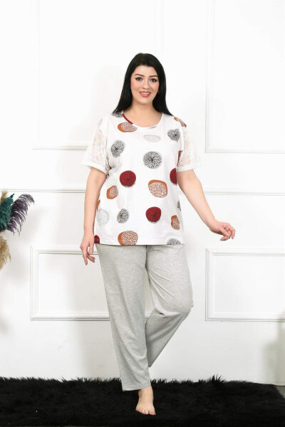 Ayollar uchun 5XL-6XL-7XL-8XL katta o'lchamli qisqa yengli pijama to'plami 75002 - 5