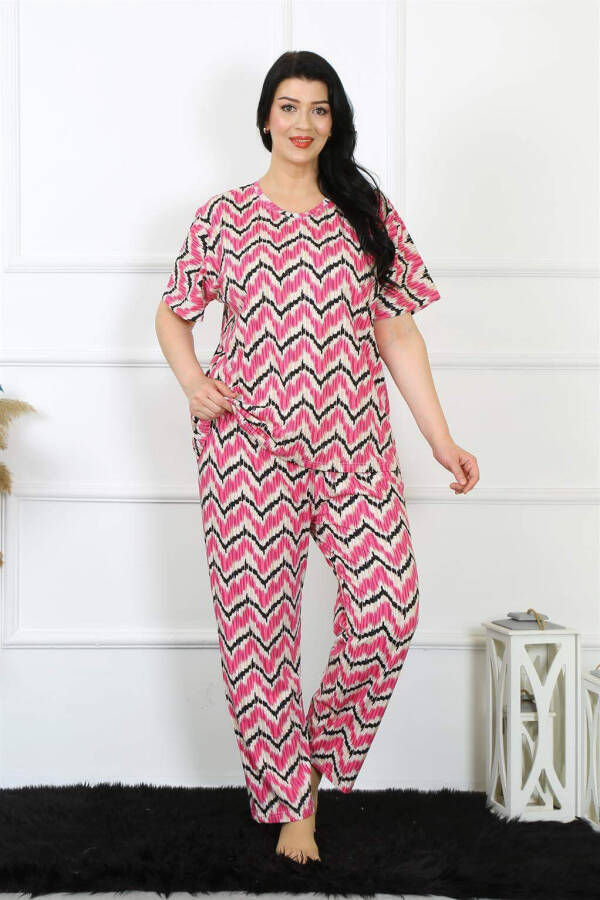 Ayollar uchun 5XL-6XL-7XL-8XL katta o'lchamli qisqa yengli pijama to'plami 75009 - 2