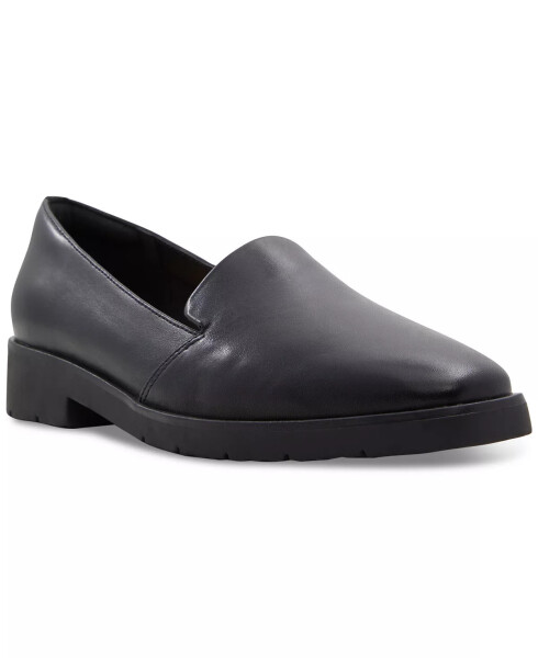 Ayollar uchun Cherflex Slip-On Tikilgan Loafer Flats Qora Teri - 1