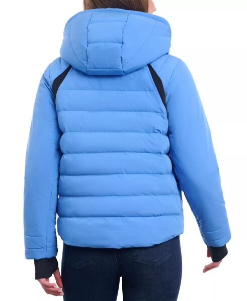 Ayollar uchun Logo Kaputli Puffer Palto Crew Blue - 4