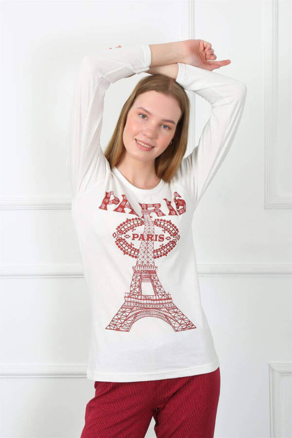 Ayollar uchun Paris paxta uzun yengli pijama to'plami 4139 - 4