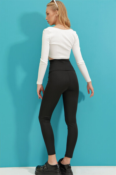 Ayollar uchun qora korsetli po'lat leggings ALC-X9291 - 5