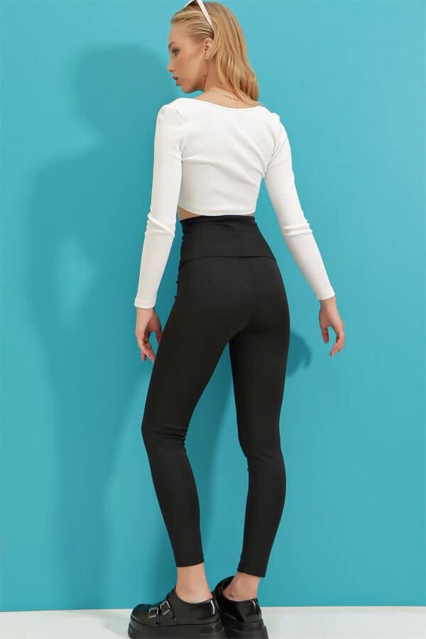 Ayollar uchun qora korsetli po'lat leggings ALC-X9291 - 5