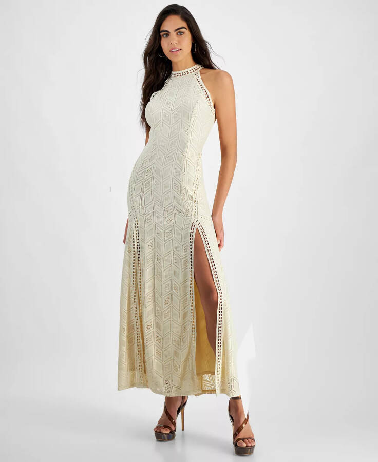 Ayollar uchun quyosh botishi Geo-Dantelli Halter Maxi Ko'ylak ANGORA YÜN - 1