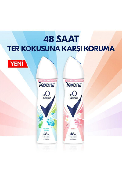 Ayollar uchun sprey dezodorant Ocean Fresh 0% alyuminiy 48 soat ter hidi qarshi himoya 150 ml X3 - 6