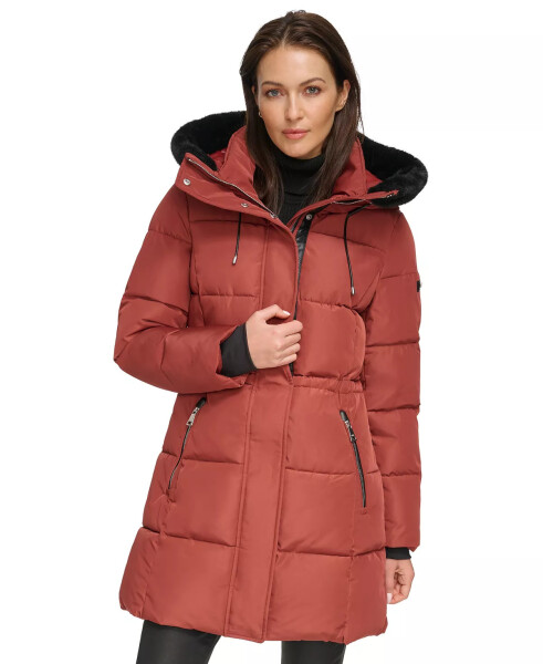 Ayollar uchun sun'iy mo'yna bilan bezatilgan kaputli Anorak Puffer paltosi Brick Lane - 1