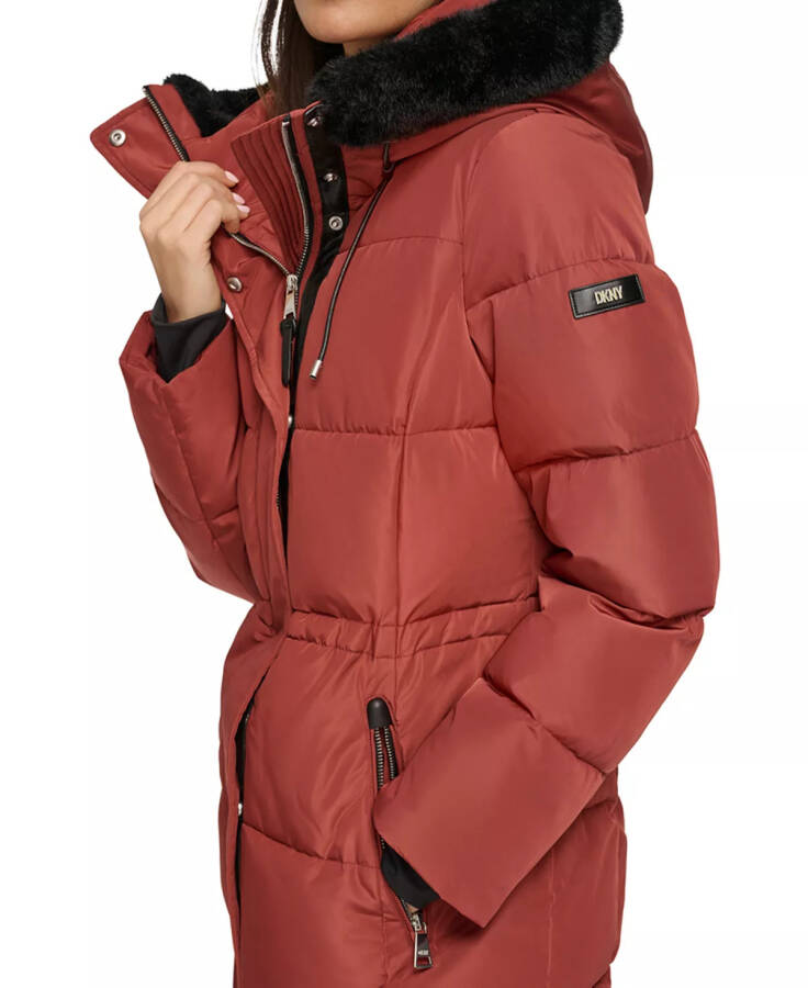 Ayollar uchun sun'iy mo'yna bilan bezatilgan kaputli Anorak Puffer paltosi Brick Lane - 4