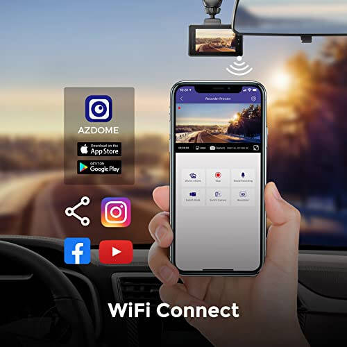 AZDOME 2K Dash Cam, Built in WiFi, Dashboard Camera with QHD 2560x1440P, M27 Car Camera, Dashcams for Cars with 3
