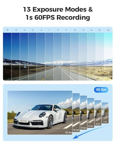 AZDOME 4K Dash Cam Front and Rear, 2160P Car Camera for Car, 64GB Card Included, WiFi Dash Cam with GPS and Speed, 2.4