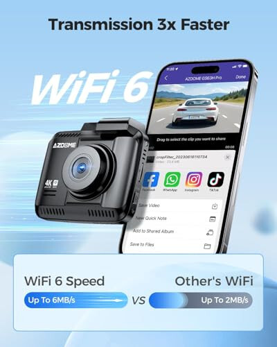 AZDOME 4K Ön ve Arka Dash Cam, 2160P Araç Kamerası, 64GB Kart Dahil, WiFi GPS ve Hızlı Dash Cam, 2.4