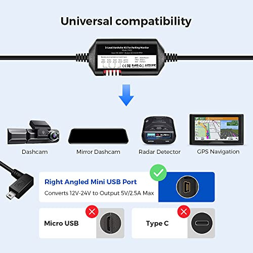 AZDOME 4K WiFi Dash Cam Front and Rear with 256GB SD Card and 1080P Interior Cam Type-C Interface Cabin Camera, 3-Lead Mini USB Hardwire Kit (JYX02) - 6