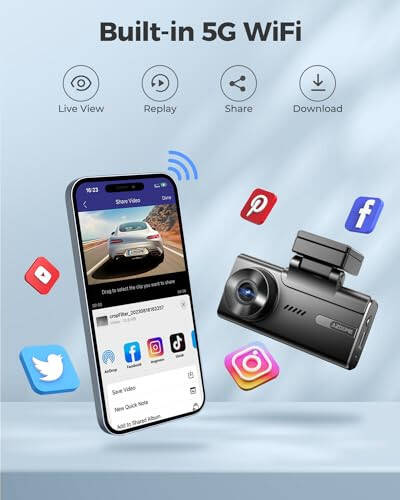 AZDOME 5K 3 Channel Dash Cam, Free 64GB Card, 4