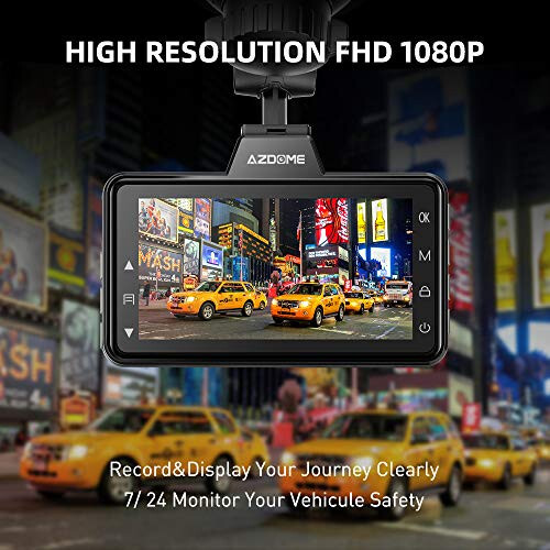 AZDOME Çift Dash Cam Ön ve Arka, 3 inç 2.5D IPS Ekran Ücretsiz 64GB Kart Araba Sürüş Kaydedici, 1080P FHD Gösterge Paneli Kamerası, Su Geçirmez Yedek Kamera Gece Görüşü, Park Monitörü, G-Sensörü, Araba Taksi İçin - 5