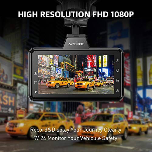 AZDOME Çift Dash Cam Ön ve Arka, 3 inç 2.5D IPS Ekran Ücretsiz 64GB Kart Araba Sürüş Kaydedici, 1080P FHD Gösterge Paneli Kamerası, Su Geçirmez Yedek Kamera Gece Görüşü, Park Monitörü, G-Sensörü, Araba Taksi İçin - 5