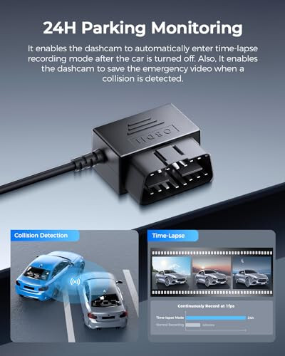 AZDOME Dual Dash Cam with 128GB SD Card and Mini USB OBD Hardwire Kit - 7