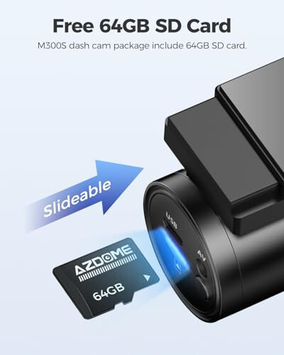 AZDOME M300S 4K Dash Cam with 5.8G WiFi 64GB SD Card, 170° Dash Cam Front and Rear GPS Voice Control WDR Night Vision G-Sensor 24H Parking Monitor, Easy to Install, Max Up Support to 256GB - 4