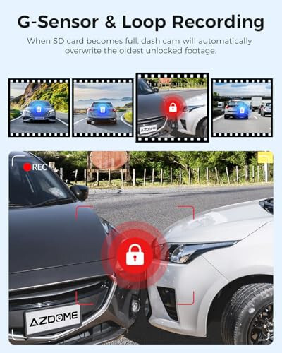 AZDOME M300S 4K Dash Cam with 5.8G WiFi 64GB SD Card, 170° Dash Cam Front and Rear GPS Voice Control WDR Night Vision G-Sensor 24H Parking Monitor, Easy to Install, Max Up Support to 256GB - 5