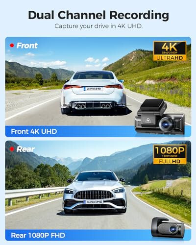 AZDOME M550 Pro 5G WiFi 3 Channel Dash Cam Built-in GPS, 4K+1080P Dual Dash Camera for Cars with 64GB Card, 1440P+1080P+1080P Front and Rear Inside, 3.19