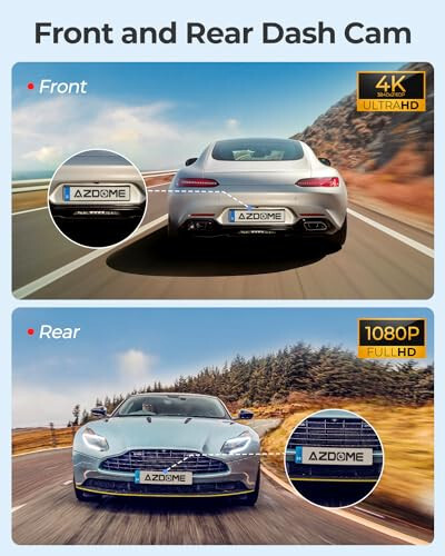 AZDOME M550 Pro 5G WiFi 3 Kanallı Dash Cam Dahili GPS, 64GB Kartlı Arabalar İçin 4K+1080P Çift Dash Kamera, 1440P+1080P+1080P Ön ve Arka İç, 3.19