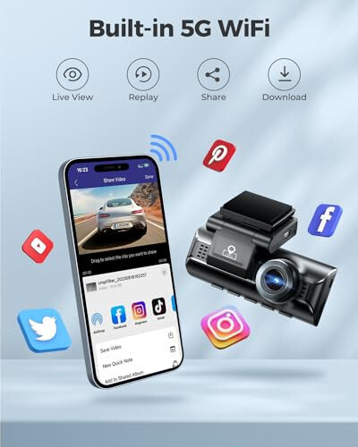 AZDOME M550 Pro 5G WiFi 3 Kanallı Dash Cam Dahili GPS, 64GB Kartlı Arabalar İçin 4K+1080P Çift Dash Kamera, 1440P+1080P+1080P Ön ve Arka İç, 3.19