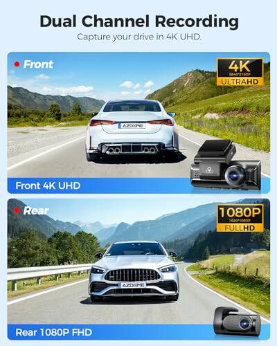 AZDOME M550 Pro 5G WiFi 3 Kanallı Dash Cam Dahili GPS, 64GB Kartlı Arabalar İçin 4K+1080P Çift Dash Kamera, 1440P+1080P+1080P Ön ve Arka İç, 3.19