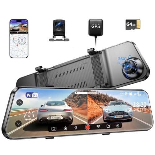 AZDOME PG17 WiFi Rear View Mirror Camera, 12