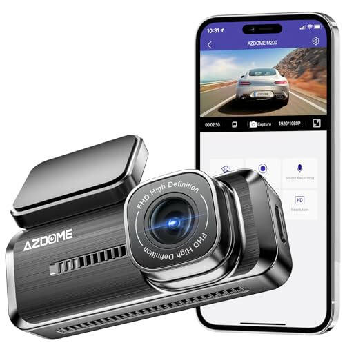 AZDOME WiFi 1080P FHD Avtomobil uchun Videoregistrator, 150° Keng Burchak Dash Cam Old, 24 soatlik To'xtash Rejimi Avtomobil Kamerasi Ilova bilan G-Sensor Loop Yozuvi Tungi Ko'rish, Maksimal 128GB qo'llab-quvvatlash, Oson O'rnatish, Qora - 1