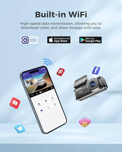 AZDOME WiFi 1080P FHD Avtomobil uchun Videoregistrator, 150° Keng Burchak Dash Cam Old, 24 soatlik To'xtash Rejimi Avtomobil Kamerasi Ilova bilan G-Sensor Loop Yozuvi Tungi Ko'rish, Maksimal 128GB qo'llab-quvvatlash, Oson O'rnatish, Qora - 8