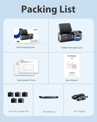 AZDOME WiFi 1080P FHD Avtomobil uchun Videoregistrator, 150° Keng Burchak Dash Cam Old, 24 soatlik To'xtash Rejimi Avtomobil Kamerasi Ilova bilan G-Sensor Loop Yozuvi Tungi Ko'rish, Maksimal 128GB qo'llab-quvvatlash, Oson O'rnatish, Qora - 12