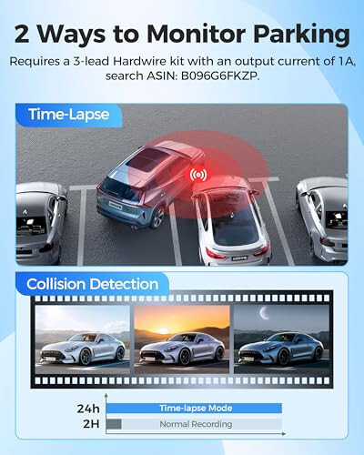 AZDOME WiFi 1080P FHD Dash Camera for Cars, 150° Wide Angle Dash Cam Front, 24H Parking Mode Car Camera with APP G-Sensor Loop Recording Night Vision, Support 128GB Max, Easy to Install, Black - 6