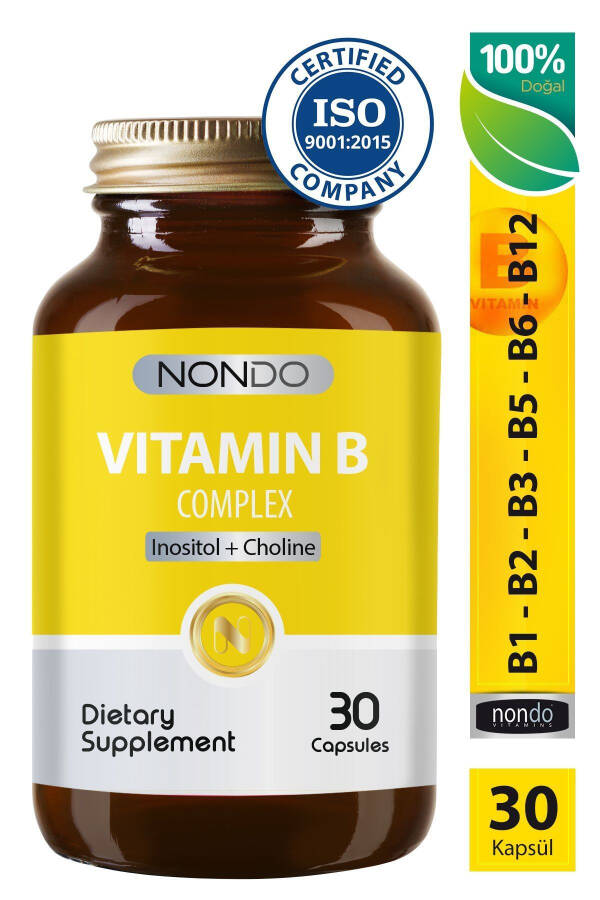 B Kompleks Vitamini 30 Kapsula (B1, B2, B3, B5, B6, B12 Vitaminlari) - 1