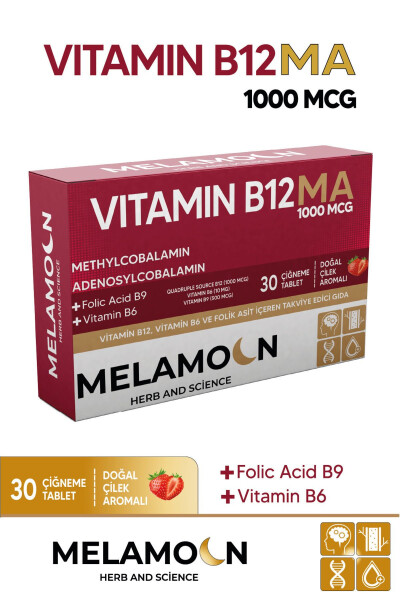 B12, B6 and Folic Acid: Nervous System, Pregnancy and Blood Formation Support 1000mcg - 1