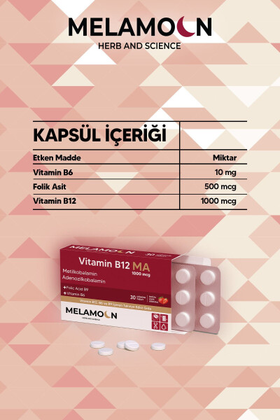 B12, B6 ve Folik Asit: Sinir Sistemi, Hamileler ve Kan Oluşumu Desteği 1000mcg - 3