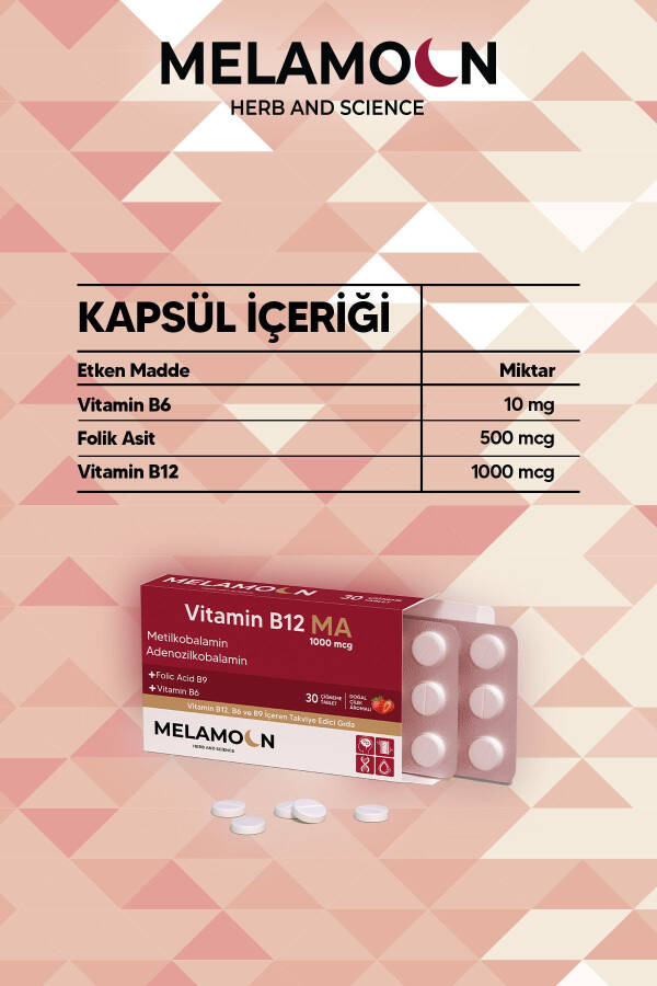 B12, B6 ve Folik Asit: Sinir Sistemi, Hamileler ve Kan Oluşumu Desteği 1000mcg - 3