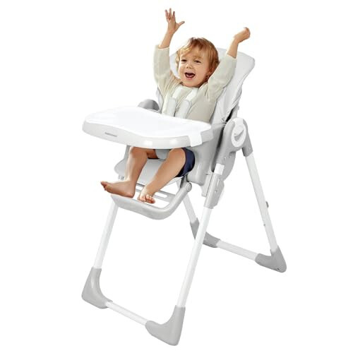 Babimoni 4 in 1 Baby High Chair, High Chairs for Babies and Toddlers, Portable Feeding and Eating Seat, Foldable Highchair with 4 Levels of Recline and 7 Levels of Height Adjustment (Gray) - 33